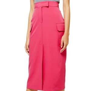 Topshop Womens Utility Midi Split Skirt with Pockets in Pink Size XS US $68